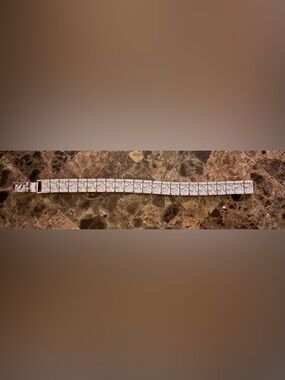 "Vintage .925 Sterling Silver Iced Out NUGGET Link Bracelet - 12mm / 8.25”"